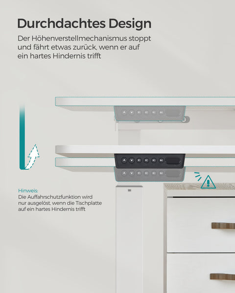 Rootz Electric Standing Desk - Height-Adjustable Desk - Sit Stand Desk - Chipboard - Steel Frame - 60cm x 140cm x (72-120cm) - White/Gray