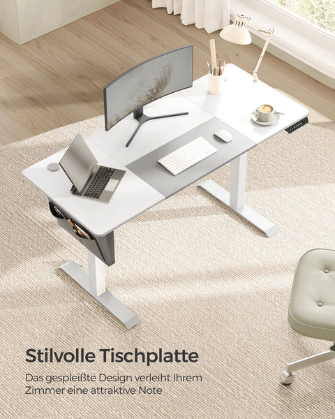 Rootz Electric Standing Desk - Height-Adjustable Desk - Sit Stand Desk - Chipboard - Steel Frame - 60cm x 140cm x (72-120cm) - White/Gray