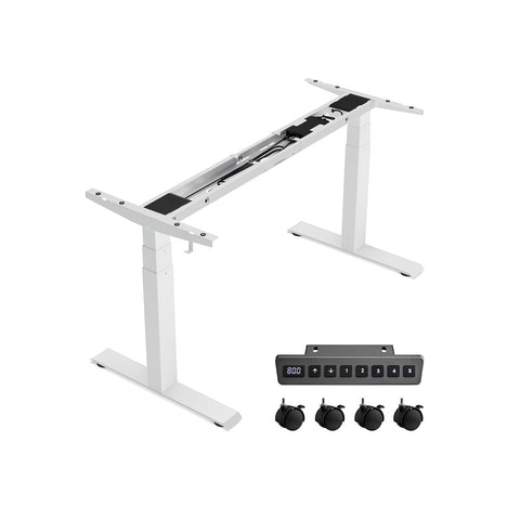 Rootz Electric Standing Desk - Height Adjustable Desk - Sit Stand Desk - Steel Frame - 68cm x (110-180cm) x (60-125cm) - White - 45dB - 35mm/s