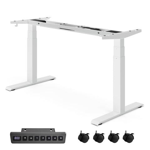 Rootz Electric Standing Desk - Height Adjustable Desk - Sit Stand Desk - Steel Frame - 68cm x (110-180cm) x (60-125cm) - White - 45dB - 35mm/s