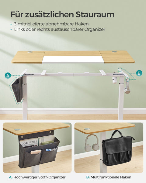 Rootz Electric Standing Desk - Adjustable Desk - Sit Stand Desk - Chipboard Steel Frame - Non-Woven Fabric - Pastel Yellow-Base White - 70cm x 160cm x (72-120)cm - 1.5cm Table Top - 31.2kg Weight - 80kg Max. Load Capacity