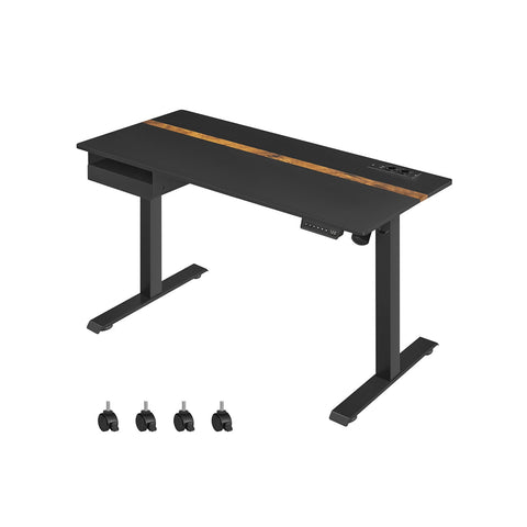Rootz Electric Standing Desk Converter - Black Desk Riser - Height Adjustable Desk - Chipboard & Steel - Quiet Operation - 60cm x 140cm x 120cm