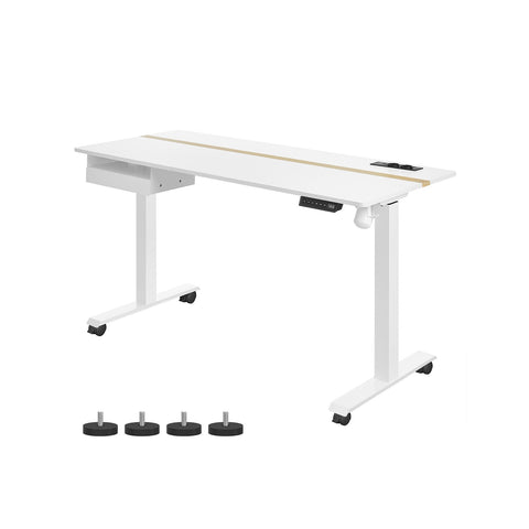 Rootz Electric Standing Desk - Height Adjustable Desk - Sit Stand Desk - White Chipboard - Steel Frame - 60cm x 140cm x 72-120cm