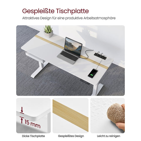 Rootz Electric Standing Desk - Height Adjustable Desk - Sit Stand Desk - White Chipboard - Steel Frame - 60cm x 140cm x 72-120cm