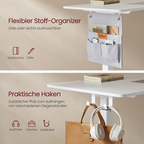 Rootz Electric Height Adjustable Desk - Standing Desk - Motorized Sit Stand Desk - Chipboard Steel Frame - 60cm x 120cm x (72-120)cm