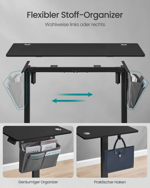 Rootz Electric Height-Adjustable Desk - Standing Desk - Motorized Workstation - Particle Board & Steel - 60cm x 120cm x (72-120)cm