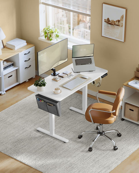 Rootz Electric Standing Desk - Height Adjustable Desk - Sit Stand Desk - Particle Board and Steel - 60cm x 120cm x 120cm - Cloud White