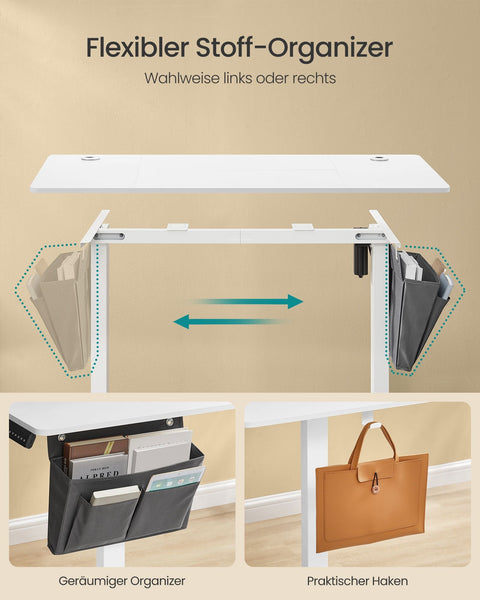 Rootz Electric Standing Desk - Height Adjustable Desk - Sit Stand Desk - Particle Board and Steel - 60cm x 120cm x 120cm - Cloud White