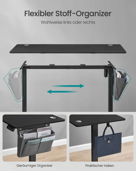 Rootz Electric Standing Desk Converter - Height Adjustable Desk - Sit Stand Desk - Particle Board - Steel - Oxford Cloth - 60cm x 140cm x (72-120)cm