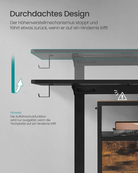Rootz Electric Standing Desk Converter - Height Adjustable Desk - Sit Stand Desk - Particle Board - Steel - Oxford Cloth - 60cm x 140cm x (72-120)cm