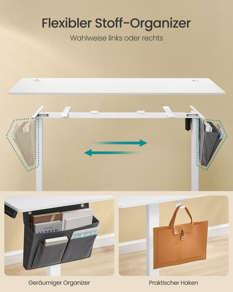 Rootz Electric Standing Desk - Height Adjustable Desk - Sit Stand Desk - Particle Board - Steel Frame - Oxford Cloth - 60cm x 160cm x (72-120)cm
