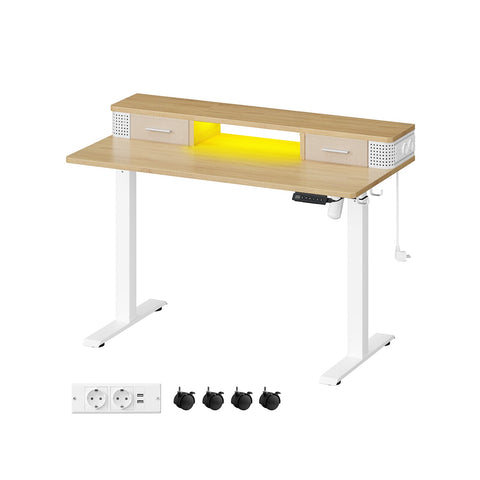 Rootz Electric Height Adjustable Desk - Standing Desk - Sit Stand Desk - Particle Board - Steel Frame - Oxford Cloth - 60cm x 120cm x (72-120) cm