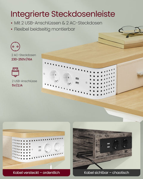 Rootz Electric Height Adjustable Desk - Standing Desk - Sit Stand Desk - Particle Board - Steel Frame - Oxford Cloth - 60cm x 120cm x (72-120) cm