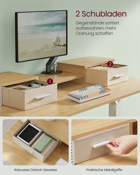 Rootz Electric Height Adjustable Desk - Standing Desk - Sit Stand Desk - Particle Board - Steel Frame - Oxford Cloth - 60cm x 120cm x (72-120) cm
