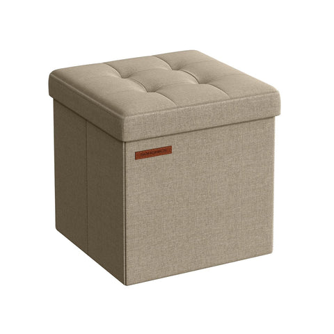 Rootz Seat Chest Ottoman - Storage Stool - Footrest - MDF and Linen - 25D Foam - 30cm x 30cm x 30cm