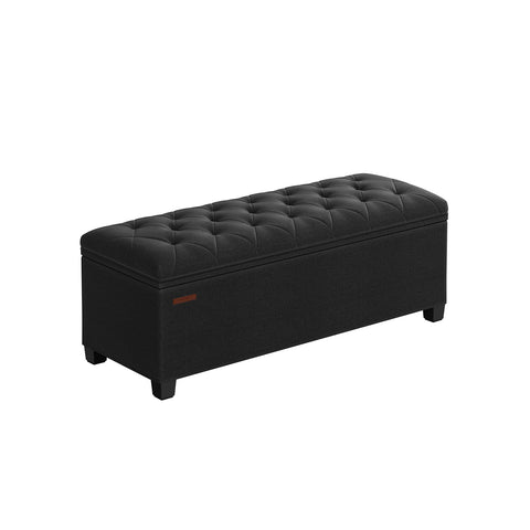 Rootz Ottoman Storage Stool - Storage Bench - Upholstered Bench - MDF Construction - 40cm x 110cm x 40cm - Ink Black