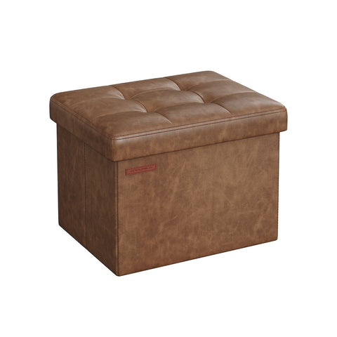 Rootz Coffee Brown PU Seat Chest - Storage Ottoman - Footstool - Medium Density Fiberboard - 31cm x 41cm x 31cm - 2.1kg - 130kg Capacity