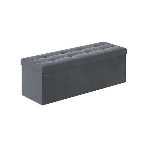 Rootz fluwelen zitkist - opbergpoef - gestoffeerde bank - MDF-constructie - 38 cm x 110 cm x 38 cm - leisteengrijs - capaciteit 131 l - maximale belasting 300 kg