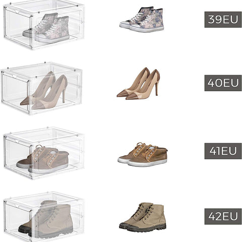 Rootz 12 Piece Set Shoe Box Organizer - Storage Container - Stackable Boxes - PP and ABS Plastic - 27cm x 34.5cm x 19cm
