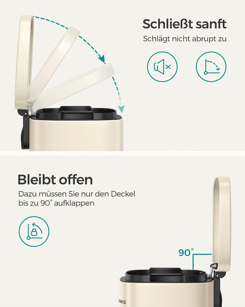 Rootz Trash Can - Garbage Bin - Soft-Close Lid - Inner Bucket - 40cm x 30cm x 50cm