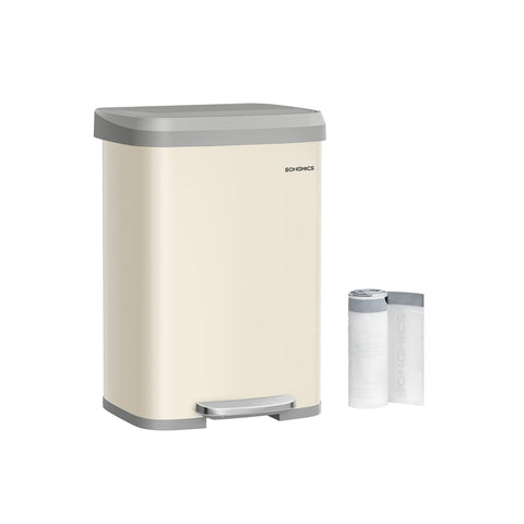 Rootz Kitchen Trash Can with Lid - Waste Bin - Garbage Can - Stainless Steel - Large Capacity - 40.4cm x 38cm x 58.5cm