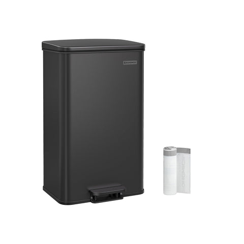 Rootz 40 Liter Pedal Trash Can - Kitchen Wastebasket - Steel Bin - Hands-Free Garbage Can - 34.8cm x 32.1cm x 55.7cm