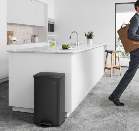 Rootz 40 Liter Pedal Trash Can - Kitchen Wastebasket - Steel Bin - Hands-Free Garbage Can - 34.8cm x 32.1cm x 55.7cm