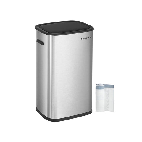 Rootz Sensor Trash Can - Waste Bin - Garbage Can - Silver Stainless Steel - 50 Liters - Hands-Free Operation