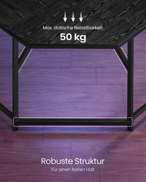 Rootz Computer Desk - Workstation - Study Table - Chipboard and Steel - Spacious - Sturdy - Easy Assembly - Ebony Black-Ink Black - 149cm x 149cm x 76cm
