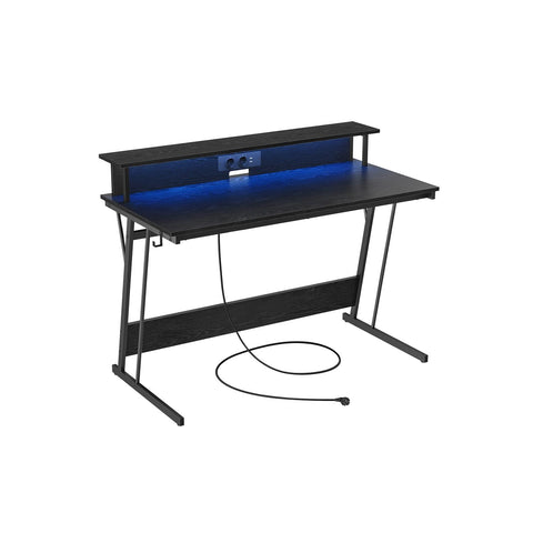 Rootz LED Gaming Table - Lighted Table - Illuminated Gaming Desk - Classic Black - 60cm x 120cm x 76cm - Max. 100kg Load Capacity