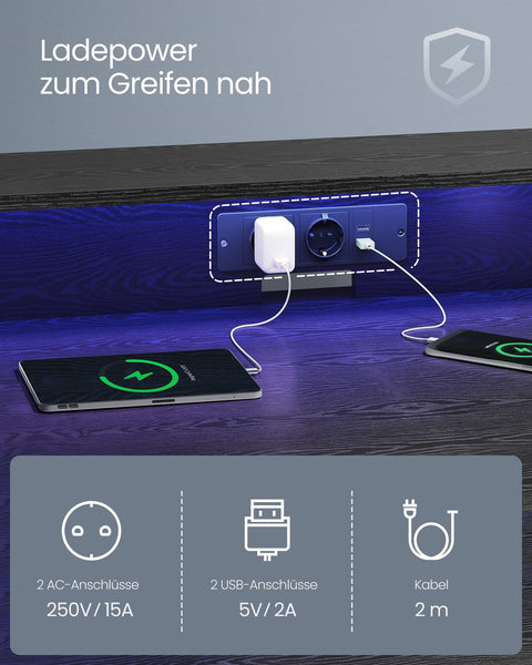 Rootz LED Gaming Table - Lighted Table - Illuminated Gaming Desk - Classic Black - 60cm x 120cm x 76cm - Max. 100kg Load Capacity