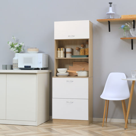 Rootz Kitchen Buffet Cabinet - Multi-Purpose Storage - Modern Kitchen Cupboard - Large Worktop - 60 x 38 x 168 cm - MDF - White