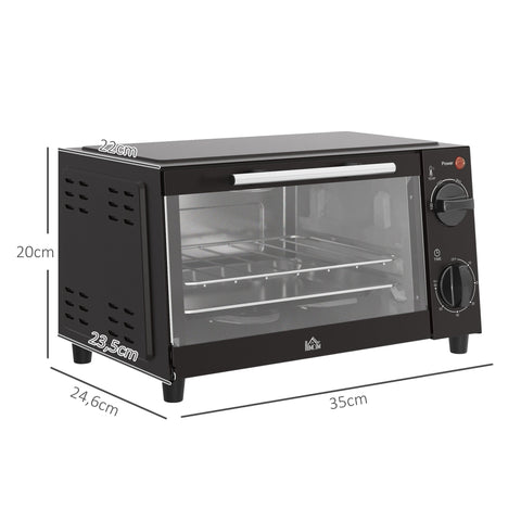Rootz Mini Oven - Compact Oven - Small Oven - Adjustable Temperature - 35cm x 24.6cm x 20cm