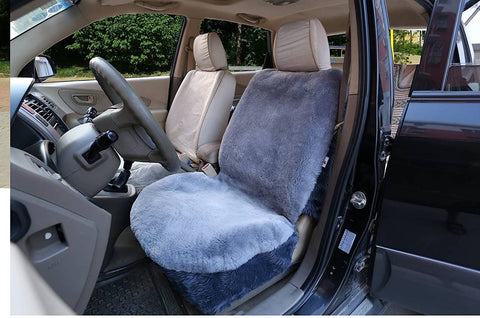 Rootz Lambskin Car Seat Cover Set - Real Wool Cover - Fluffy Seat Cover - Comfortable Seating - 54cm x 50cm/53cm x 63cm