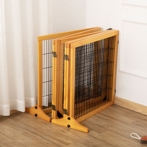 Rootz Dog Safety Gate - Freestanding Barrier - Modular Folding - Pine Wood - Stability Support - 432cm x 36cm x 70cm