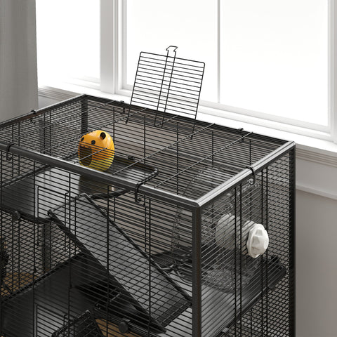 Rootz 4 Tier Hamster Cage - Rodent Enclosure - Small Animal Habitat - Tempered Glass - 78.5cm x 48.5cm x 80cm