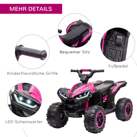 Rootz Electric Children's Quad - Kids ATV - Ride-On Toy Car - LED Headlights - MP3 Player - 83cm x 53cm x 55.5cm