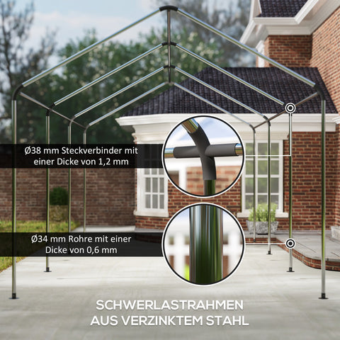Rootz Carport Vehicle Shelter - Portable Garage - Tent Garage - UV Resistant - 594x300x280cm - Spacious Protection for Cars and Boats