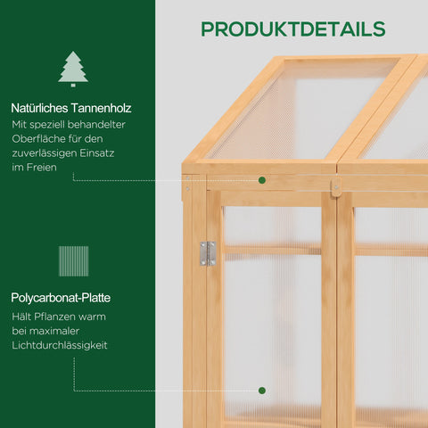Rootz Mini Greenhouse - Compact Plant Shelter - Seed Starter - Wooden Frame - Optimal Light & Heat - 70L x 50W x 120H cm