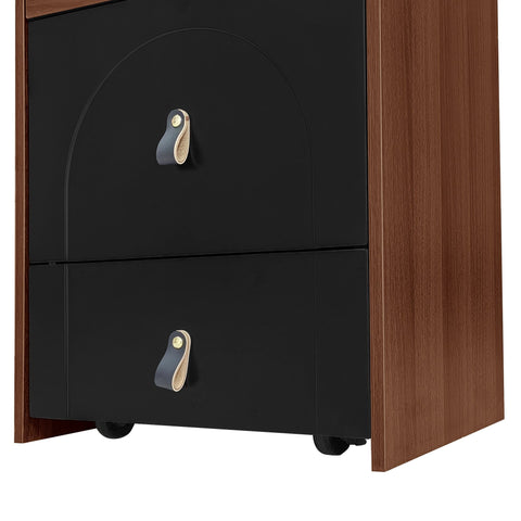 Rootz Dressing Table Set - Vanity Table - Makeup Table - LED Lighting - 50×40×115.6 cm - Elegant Design - Black+Brown