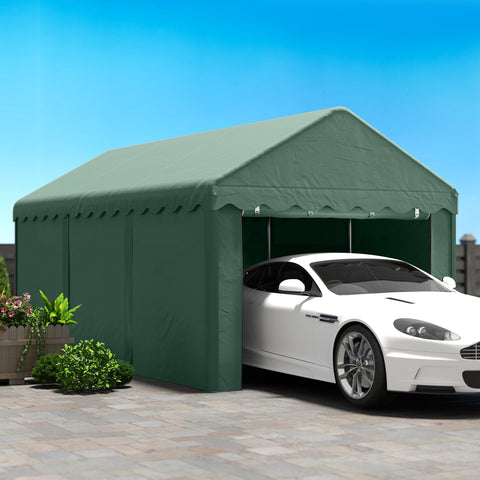 Rootz Carport Vehicle Shelter - Portable Garage - Tent Garage - UV Resistant - 594x300x280cm - Spacious Protection for Cars and Boats