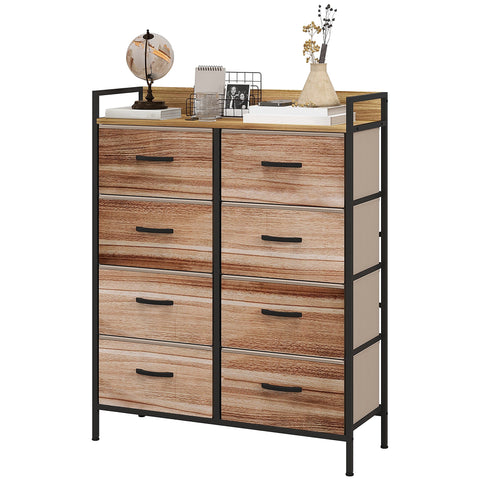 Rootz Furniture Rangement 8 Drawer Chest - Fabric Storage - Steel Frame - Durable & Stable - 79L x 29W x 101H cm