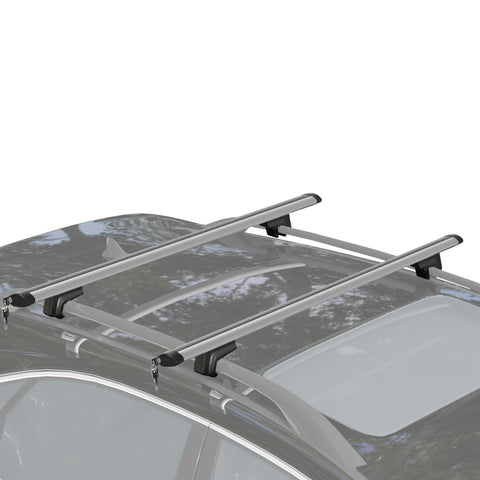 Rootz Lockable Car Carrier Bars - Roof Racks - Cargo Bars - Max 75kg Load - Aluminum - 125cm x 5.5cm x 7cm