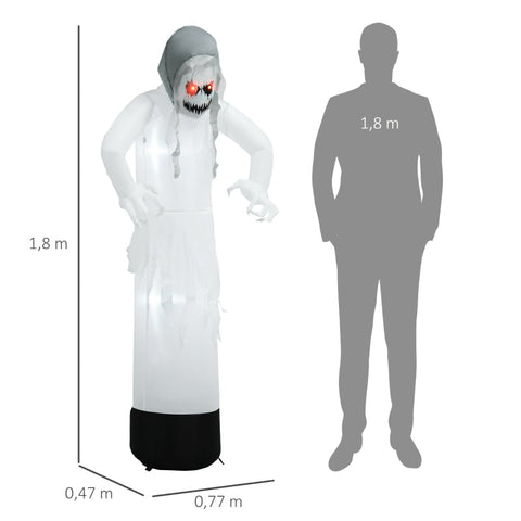 Rootz Inflatable Halloween Ghost Witch - LED Lights - Water-Repellent Polyester - Outdoor Decoration - 77cm x 47cm x 180cm