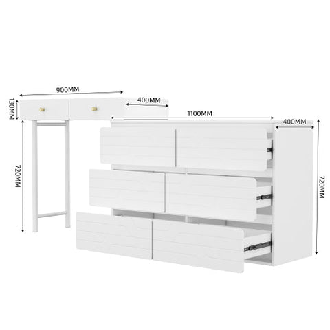 Rootz Dressing Table - Vanity - Makeup Table with Storage - Efficient Space Solution - 200cm x 40cm x 85cm