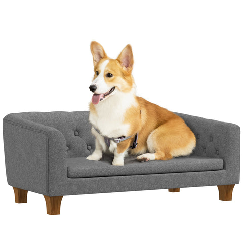 Rootz Dog Sofa - Pet Couch - Canine Lounge - Removable Cushion - Easy Clean - 96 x 60 x 42 cm Grey