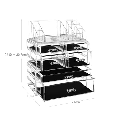 Rootz Makeup Organizer - Cosmetic Storage - Beauty Organizer - 6 Drawers - Anti-Slip Pads - 24cm x 30cm x 13.5cm Acrylic