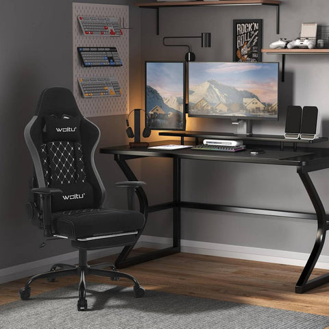 Rootz Massage Gaming Chair - Ergonomic Gamer Chair - Lumbar Support - Breathable Tech Fabric - Adjustable Armrests - 50cm x 48cm x 75.5cm