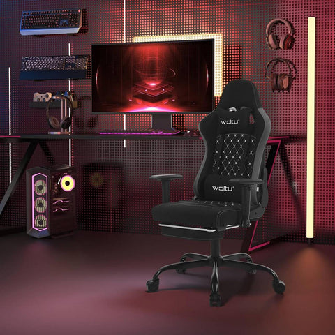 Rootz Massage Gaming Chair - Ergonomic Gamer Chair - Lumbar Support - Breathable Tech Fabric - Adjustable Armrests - 50cm x 48cm x 75.5cm