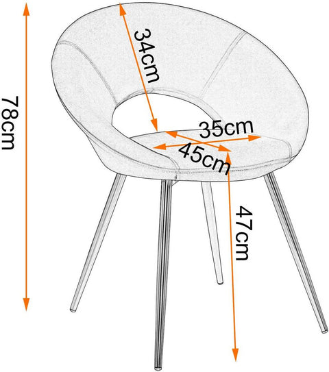 Rootz Set of 4 Dining Chairs - Velvet Dining Chairs - Gold Legged Chairs - Elegant Design - Comfortable Seating - Enhanced Durability - 35cm x 45cm x 78cm